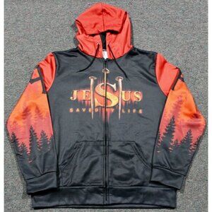 Jesus Christ Saved My Life Cross Full Zip Hoodie Jacket Sweatshirt Adult XL
